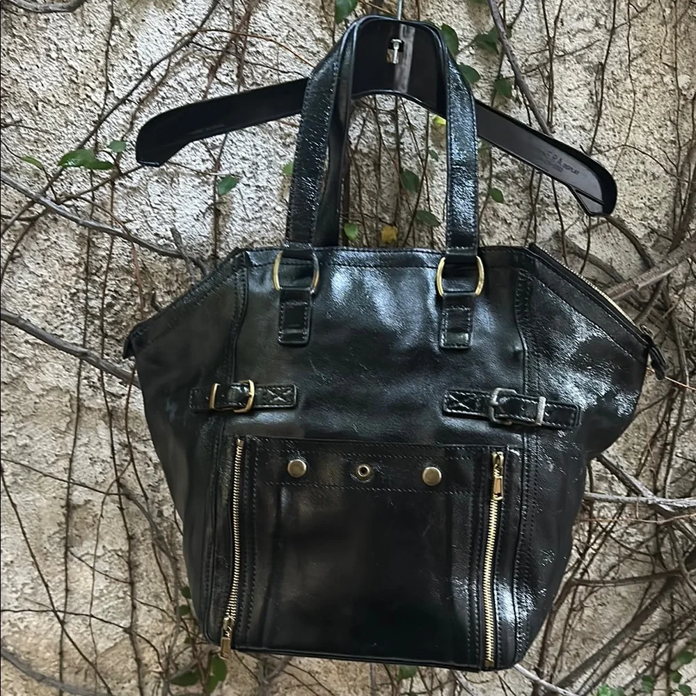 YveSaintLaurent Brown Pattern Leather Downtown Bag - Picture 2 of 14